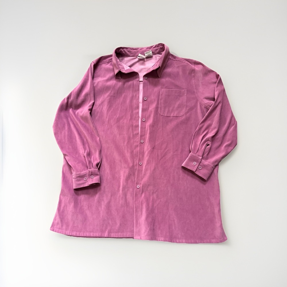 💜‎ Roaman's Purple Lined Lightweight Jacket 1X – Button Front Long Sleeve